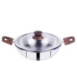 Bombay Kookware Tri Ply Kadai 22 Cm | Stainless Steel Deep Cooking Kadhai for Curry, Frying & Sautéing | Durable Tri-Ply Cookware with Handles | 1 Piece