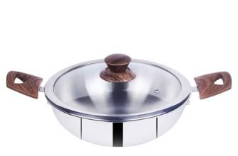 Bombay Kookware Tri Ply Kadai 22 Cm | Stainless Steel Deep Cooking Kadhai for Curry, Frying & Sautéing | Durable Tri-Ply Cookware with Handles | 1 Piece