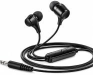 Trendy Multimedia Wired Earphones with Mic, 10mm Super Bass Driver, 3.5mm AUX Jack, Noise Cancellation, in-Line Volume Control, Compatible with Laptops, PCs, Tablets and Smartphones, Black