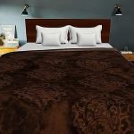 VOK57 Premium Korean Mink Blanket for Single Bed | Soft Embossed Microfiber Plush Bedding, Warm Cozy Winter Bed Cover (Brown-Single-Bad)