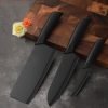 Codoule 3 Piece Black Kitchen Knife Set, Stainless Steel Chef Knife, Multipurpose Vegetable Knife, Fruit Cutting Knife, Kitchen Knife Set with Ergonomic Black Handles