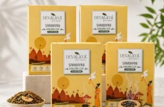 DEVALAYA Sambrani Havan Cups for Pooja (48 Cups, Pack of 4), 100% Organic & Charcoal-Free, Infused with Orignal Guggal & Natural Loban, Hawan Samagri & Bhimseni Kapoor, No Artificial Scent