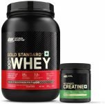 Optimum Nutrition Gold Standard 100% Whey Protein Powder – 2 lbs, with Micronised Creatine Whey Protein(1.032 kg, Double Rich Chocolate)