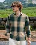 HERE&NOW Men Checkered Casual Dark Green Shirt