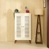 Green Soul Zuvio 2 Door 4ft | Engineered Wood Ventilated Shoe Rack | 5 Shelves, 2 Doors | Stores up to 16 Pair of Shoes | 3 Year Warranty | Oak & White | Installation Provided | Installation Provided