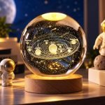 Desidiya Universe Crystal Ball Night Light, 2.4 Inch Glass Ball Night 10W LED Lamp with Woodern Base, Decorations Gifts for Men, Women, Kids, Boys, Girls, Teens
