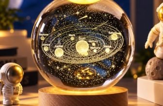Desidiya Universe Crystal Ball Night Light, 2.4 Inch Glass Ball Night 10W LED Lamp with Woodern Base, Decorations Gifts for Men, Women, Kids, Boys, Girls, Teens
