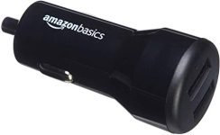 AmazonBasics 4.8 Amp/24W Dual USB Car Charger for Apple and Android Devices, Black