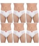 Frenchie VIP Plus White Mens 100% Cotton Brief with Inner Elastic Waistband White, 80 Size, Pack of 6