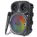 INSTAPLAY BLAST400 Party Speaker (Black) | 20W Wireless Bluetooth Speakers | USB, AUX, Karaoke & Wired Mic | Up to 4hrs Playtime | Home Theatre with Multicolor RGB Lights | for Laptop, Pc & Mobile