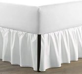 SKY BEDDINGS – Twin Size Ruffled Bed Skirt with Split Corners – 12 Inch Drop Dust Ruffle Bed Skirt with Platform Three Sided Coverage – 100% Microfiber, White