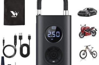 YEARWIN WC16 Tyre Inflator for Car & Bike, 150 PSI, 1 Year Warranty, Corded & Cordless Air Pump, Rechargeable Portable, Digital Display, Auto Shut Off, LED Light & Multiple Inflatable Nozzles