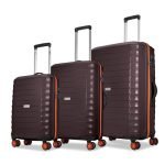 Aristocrat Altitude Set of 3 (Cabin+Medium+Large) Trolley Bags, Brown | 8-Wheels, Polypropylene Case, Spacious, Combination Lock, Sturdy Zipper, Lightweight Travel Luggage, 3-Year Global Warranty