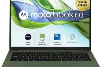 MOTOROLA Motobook 60 Full Metal WUXGA OLED (i5 14th Gen) Intel Core 5 210H – (16 GB/512 GB SSD/Windows 11 Home) 14IRH10R Thin and Light Laptop(14 inch, Bronze Green, 1.39 kg, With MS Office)