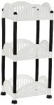 Amazon Brand – Solimo Three-Tier Multipurpose Plastic Rack for Kitchen, Living Room, Bathroom (Convex, Black and White)