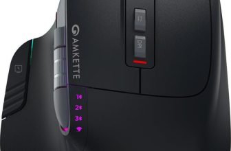 AMKETTE XS Series Flow Ergonomic Optical Mouse with 3200 DPI, Side Scroll Wheel, 8 Buttons, Multi-Device Pairing, Type-C Rechargeable, RGB Lighting(2.4GHz Wireless, Bluetooth, Black)