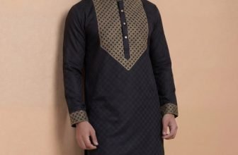 Tibra Collection Men Embroidered Straight Kurta(Black)
