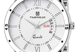 TIMEWEAR Formal Day Date Stainless Steel Watch Collection For Men Analogue Men’s Watch(White Dial & Silver Colored Strap)-221Wdtg