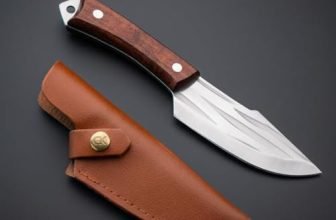 Hddify Chef Knife with Leather Sheath, Full Tang Kitchen Knife with Ergonomic Wooden Handle, Multipurpose Stainless Steel Blade for Cutting Meat, Vegetables, Fruits (Kitchen Knife)