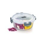 Treo By Milton Clip Fresh RIB Round 950 ml Premium High Borosilicate Glass Container – Airtight, Leak-Proof, Microwave & Dishwasher Safe with Air Vent, Stackable & 100% Food Safe Design