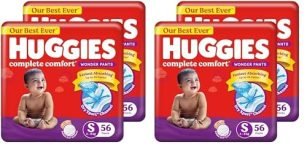 Huggies Complete Comfort Wonder Pants | Pant Style Baby Diapers S Size, 112 Count | India’s Fastest Absorbing Diaper, Patented Dry Xpert Channel, Ideal for 4 to 8 Kgs (Pack of 2)