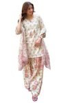 KLOSIA Women’s Floral Printed Farshi Salwar Suit Set with Dupatta | Straight Kurta, Wide-Leg Salwar&Dupatta | Traditional Ethnic Wear Set | Kurta Sets for Women (in, Alpha, M, Off_White)