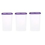 SIMPARTE 360° AirTight Kitchen Storage Container Set for Rice|Dal|Atta|Flour|Cereals|Pulses|Snacks, Stackable|BPA Free|Modular Design|Set of 3 (2400 ml), Playful Purple