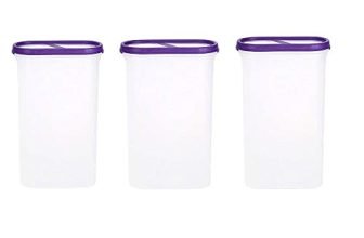 SIMPARTE 360° AirTight Kitchen Storage Container Set for Rice|Dal|Atta|Flour|Cereals|Pulses|Snacks, Stackable|BPA Free|Modular Design|Set of 3 (2400 ml), Playful Purple