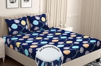 BSB HOME Premium Cotton 160 TC 210Tc Elastic Fitted Bedsheets with 2 Pillow Covers|Double Bed with Corner Elastic Wrinkelfree Supersoft Floral Pattren Breathable |Size-72X68+ 6 Inches |Multicolour5