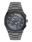 French Connection Textured Blue Round Dial with IP Gun Stainless Steel Metal Strap Multifunction Watch – for Mens FCH27GNM