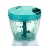 SORATH Manual Pull String Food Chopper | 3-Blade Hand Chopper for Vegetables, Fruits & Nuts | Turquoise Mini Food Processor (Blue)