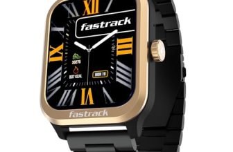 Fastrack Jupiter Retro 1.83″ Display Smart Watch with BT Calling, Functional Crown, Metal Strap, 100+ Sports Modes, Health Suite, IP68 – Smartwatch for Man & Women Latest (Black & Chrome)