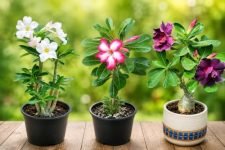 EXOTIC LIVE Premium Live Adenium Desert Rose Plant (PACK OF -3) – Striking Flowering Succulent for Indoor/Outdoor – Unique Bonsai Houseplant with Thick Caudex