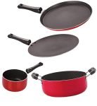 Nirlon Non Stick Cooking Pan and Pot Utensils Gift Kitchen Set of 4 Pieces (FT13_CT12_SP(M)_CS24)