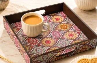 GKD Wooden Serving Tray – Royal Blue Mandala Design – 11×11 Inch MDF Tea, Coffee, Breakfast Tray – Square Tray for Home Décor, Dining Table, Kitchen & Gifting