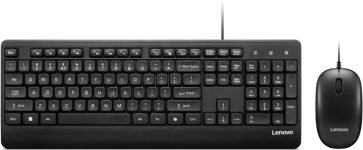 Lenovo 110 USB-A Wired combo Wired USB Standard Laptop Keyboard Compatible with Laptop with 1600 DPI Optical Mouse, USB-A Wired Connection, Spill-Resistant Design, One-Touch Co-Pilot Key, 3-Zone Layout, 1.5m Cable(Black)