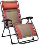 amazon basics Alloy Steel Outdoor Padded Adjustable Zero Gravity Folding Reclining Lounge Chair With Pillow (Red)