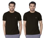 Lux Nitro Pack of 2 Men’s Round Neck Solid Tshirt Black