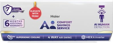 Haier 2026 Model 2.2 Ton 3 Star Split HEXA Inverter with Wi-fi AC(HSI72DSD-GAI3NB-I,HSO72-3NB-I, White)