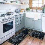 DIVINE DRAPE Anti Fatigue Kitchen Floor Mat Set, 2 Pcs Non Slip Cushioned Runner Mats for Standing, Sink & Cooking Area, Easy Clean Comfort Mats for Kitchen Floor, Blue Spoon Design