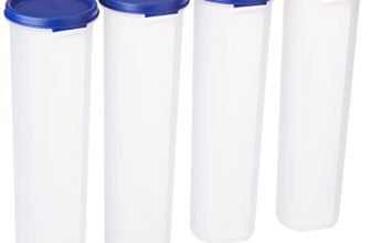 Amazon Brand – Solimo Plastic Slim Storage Container,Set of 4(1100 Ml Each),Blue