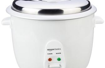 Amazon Basics 1.8 liter Electric Rice Cooker | Auto Cut-Off | Cooking Capacity of 750g | Stainless Steel Lid | Non-Stick Coating (White)