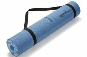 Amazon Basics TPE Yoga & Exercise Mat with Carrying Strap | 6 mm Thick | Non-Slip Grippy Surface | Lightweight & Eco-Friendly Rubber-Like Material | Floor Protection | Ideal for Yoga, Pilates, Stretching & Fitness | 183 x 61 cm | Dark Blue & Light Blue