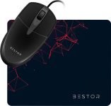 Bestor 2 in 1 Combo Wired Ambidextrous Optical Mouse(USB 2.0, Black)