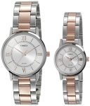 TIMEX Classics Analog Watch for Unisex with Silver-Tone Round Dial & Two Tone Stainless Steel Bracelet Band Water Resistant Unisex Wrist Watches – TW00PR213