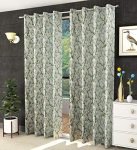 Galaxy Home Decor Premium Blossom Printed Curtains for Long Door 8 Feet, Pack of 2, Green (Green, Long Door 8 Feet)