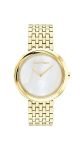 Calvin Klein Twisted Bezel Qtz Basic Slim White Mother of Pearl Round Dial Women’s Watch|Ionic Plated Thin Gold Steel Material|Gold Color Band – 25200321