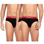 Pepe Jeans Innerwear Men’s Cotton Briefs (Pack of 2) (CLB02-02_Black_Black_80-85_Black_85 CM)