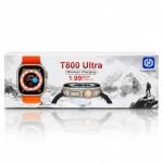 T800 Ultra Smart Watch with 1.99 Inch Display, Wireless Charging, Rectangular Dial with Adjustable Strap for Men & Women, Orange