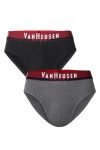 Van Heusen Sport Men Briefs – 100% Combed Cotton – Pack of 2 – Plush Back Elasticized Waistband, Ultra Soft, Solid_70001_Pure Black, Charcoal Melange_S